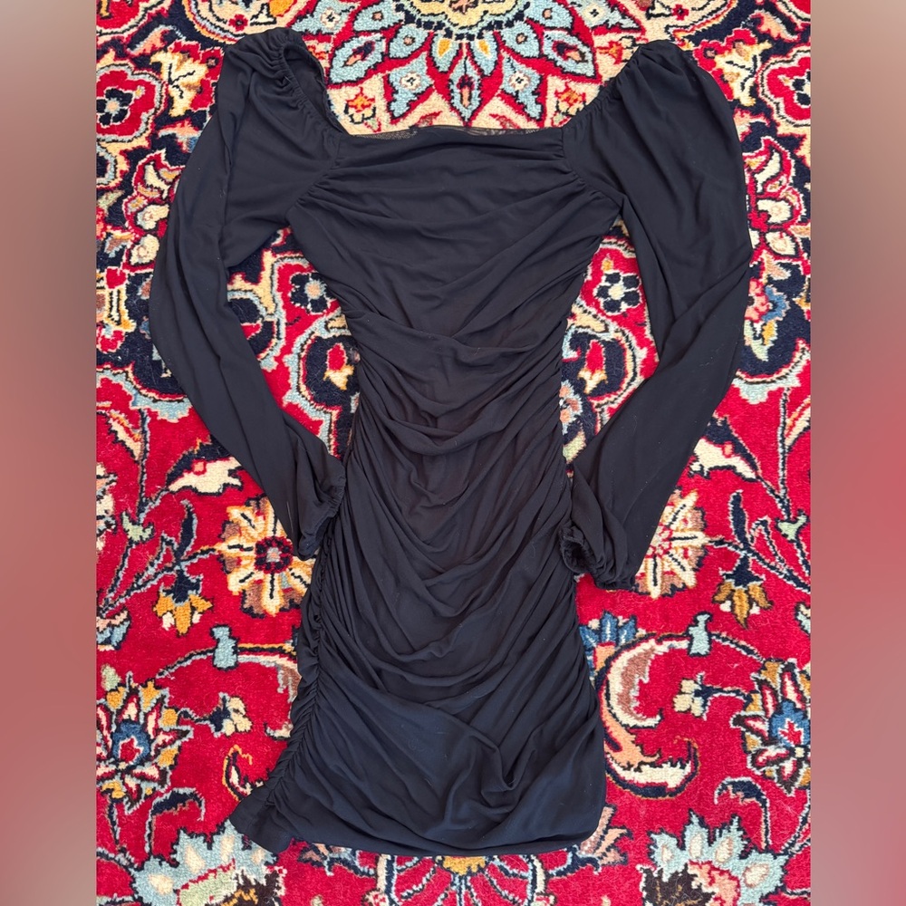 Elegant Black Ruched Dress